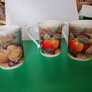 3 Roy Kirkman classic fruit mugs fine bone china